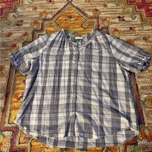 Universal Thread Navy and White Checkered Blouse